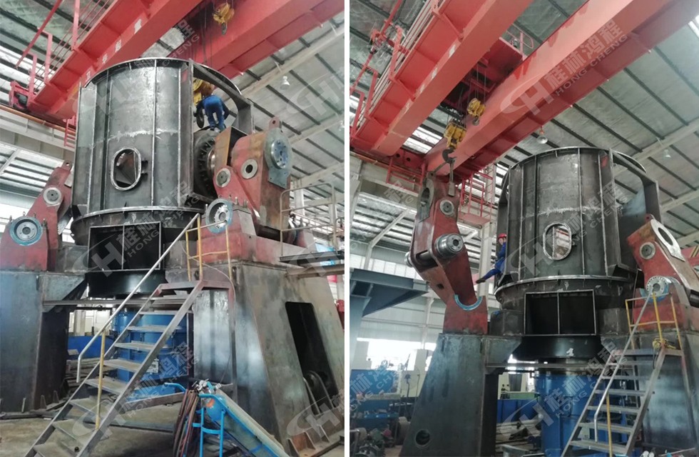 桂林鴻程立式磨粉機技術工人在生產車間組裝立磨測試 桂林鴻程立式磨粉機技術工人在生產車間組裝立磨測試